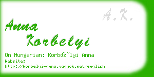 anna korbelyi business card